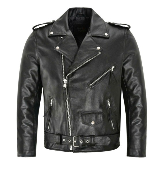 Men PU Leather Jacket Motorcycle Fashion Slim Fit Leather Coat