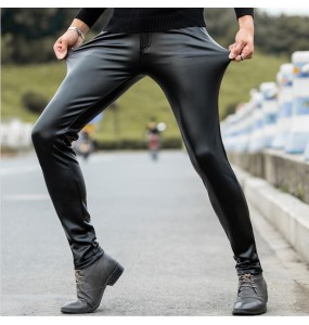 HOO 2023 autumn of cultivate one's morality play high fashionable young tight leather pants and feet locomotive PU leather pants