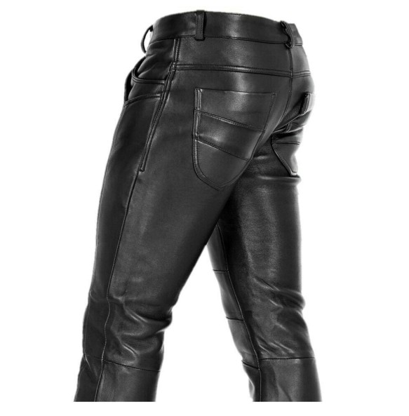 Men's Goth Steampunk Pu Leather Pant Black Motorcycle Rock Roll Slim Legging Pants Plus Size