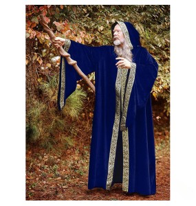 2024 Unisex Halloween Costume Medieval Cape Cloak Adult Hooded Death Vampire Wizard Monk Witch Costume Priest Pastor Gown Robe