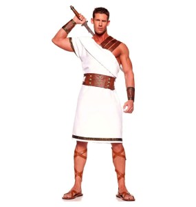 Halloween  Man Ancient Greek Toga Rome Spartan Warrior Cosplay Costume Mythology God  Fancy Dress