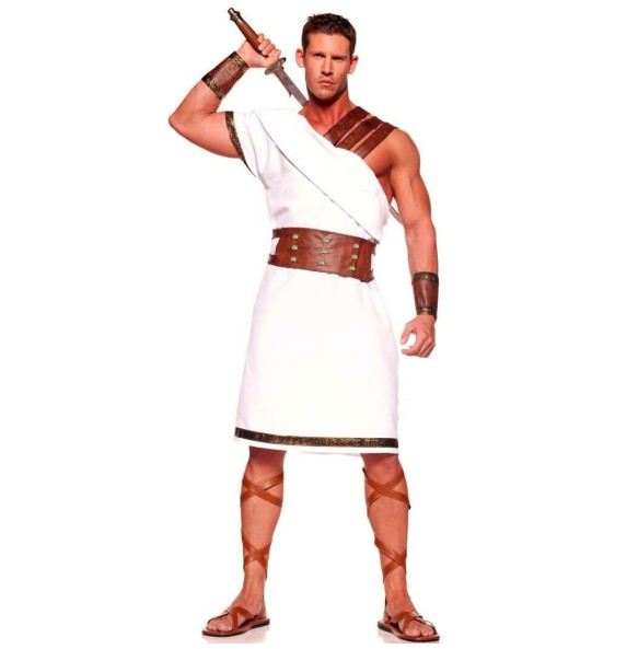 Halloween  Man Ancient Greek Toga Rome Spartan Warrior Cosplay Costume Mythology God  Fancy Dress