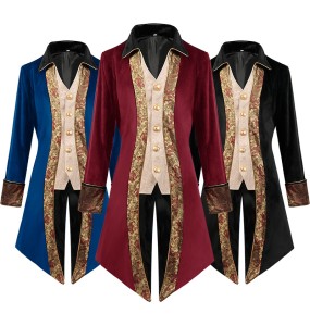 Medieval Cosplay Tuxedo Steampunk Vintage Victorian Long Sleeve Windbreaker Medieval Vintage Suit Prince Costume For Men