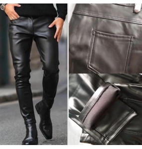 Dropshipping Leather Pants For Men Elastic Fashion PU Leather Trousers Streetwear 2023 Spring Autumn Motorcycle Pants