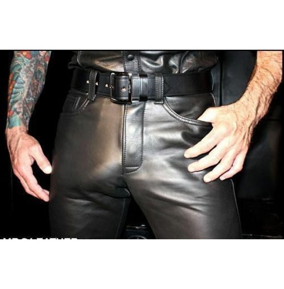 New Men  Stretchy Leather Pants Slim Clothing PU Leather Skinny Pants  Wet Look Tights Pants