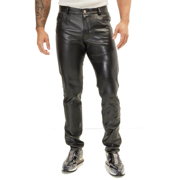 Spring Summer Moto Skinny Elastic Faux Leather Pants Men Black Gold White Thin PU Leather Trousers Brand Men Clothing