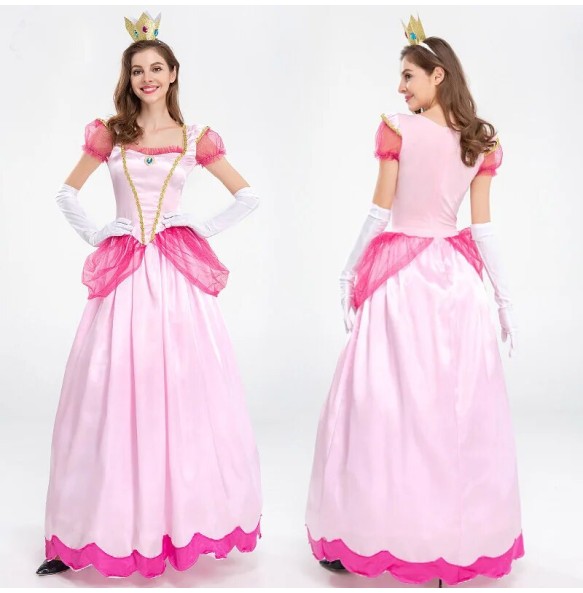 New Princess Dress Palace Party Queen Skirt Pink Peach Blossom Clothes Anime Halloween Costumes for Women