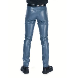 Men's Leather Pants Skinny Fit Elastic Fashion PU Leather Biker's Trousers Nightclub Party & Dance Pants Thin