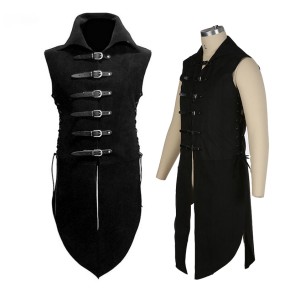 New Man's Medieval Fantasy Clothing Gothic Tunic Renaissance Vest Up Outerwear Eif Warrior Coats Outerwear Pirate Costumes