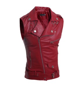 PU Men Vest Waistcoat Winter Jacket Turn-Down Vests Thicken Warm Coat Sleeveless Leather Clothes Male Clothing xx