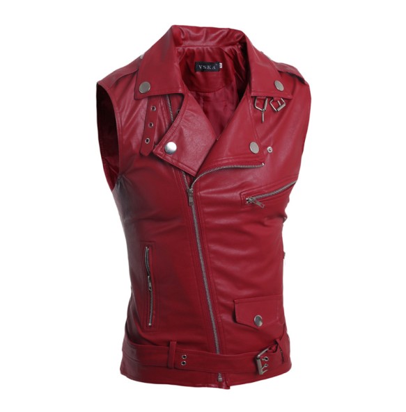 PU Men Vest Waistcoat Winter Jacket Turn-Down Vests Thicken Warm Coat Sleeveless Leather Clothes Male Clothing xx