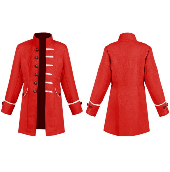 Medieval Jacket Costume Boys Prince Jacquard Stand Collar Larp Vicking Victorian Renaissance Stage Performace Jacket Coat