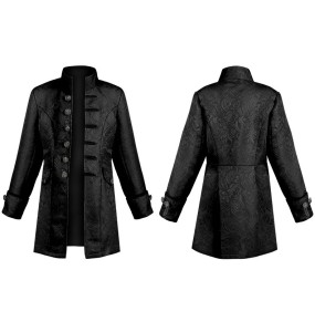 Medieval Jacket Costume Boys Prince Jacquard Stand Collar Larp Vicking Victorian Renaissance Stage Performace Jacket Coat