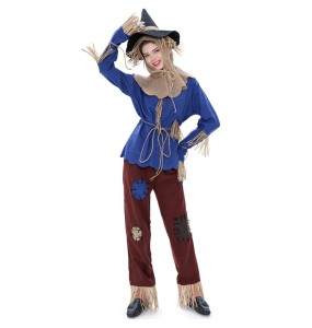 2024 Scarecrow Costume Child Blue Top Pants Set Halloween Adult Cosplay Costumes Women Disfraz Halloween Para Mujer