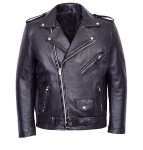 Men PU Leather Jacket Motorcycle Fashion Slim Fit Leather Coat