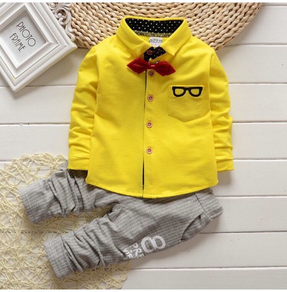 Kids Thinner Clothes Sets Spring Autumn Tracksuit Baby Boys Kid Long Sleeve Gentleman Suits Children T Shirt Pants Clothing Sets