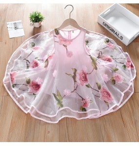 Bohemian Summer Girls Flower Dress Kids Girl Beach Dresses Chiffon Kids Dresses Floral Teenager Girls Clothes for 6-14 Years