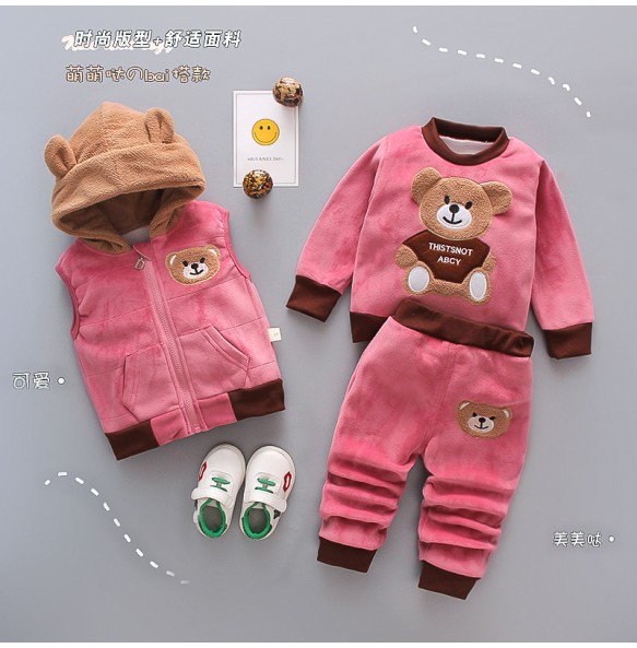 Toddler Winter Baby Girls Boys Clothing Sets Warm Faux Down Jacket Clothes Sets Children Kids Snowsuit Coats Vest Pants Overalls