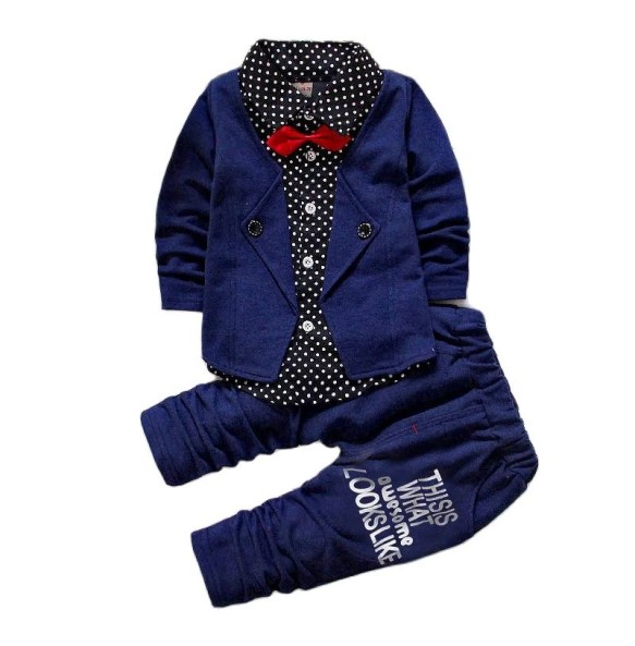 Kids Thinner Clothes Sets Spring Autumn Tracksuit Baby Boys Kid Long Sleeve Gentleman Suits Children T Shirt Pants Clothing Sets