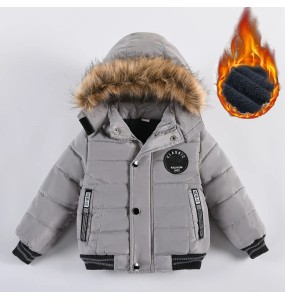 Boys and Girls Winter New Velvet Thickened Solid Hooded Long sleeved Sports Fashion Versatile Cotton Coat For 1-5 Years