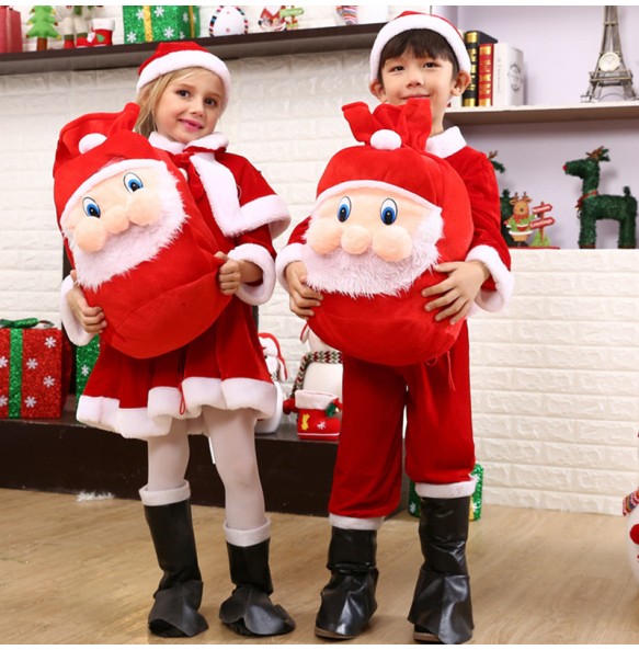 2 4 6 8 10 Years Christmas Costume Boys Girls Santa Claus Red Dress With Cloak Kids Children Clothing Girl's Clothes