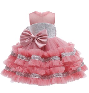 1 2 3 4 5 Years Princess Baby Girls Sequin Wedding Party Tutu Dress Children Kids Christmas Costume Clothing With Big Bow