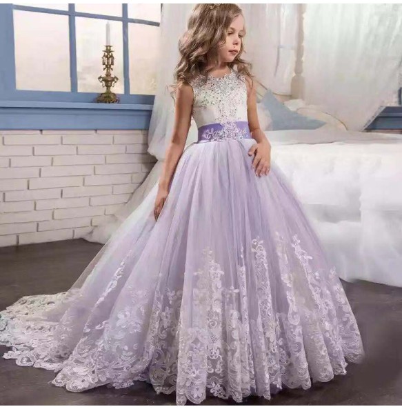 Girls Lace Flower Long Dress Kids Princess Wedding Party Dresses Children Christmas Clothes Clothing Vestidos For Thanksgiving