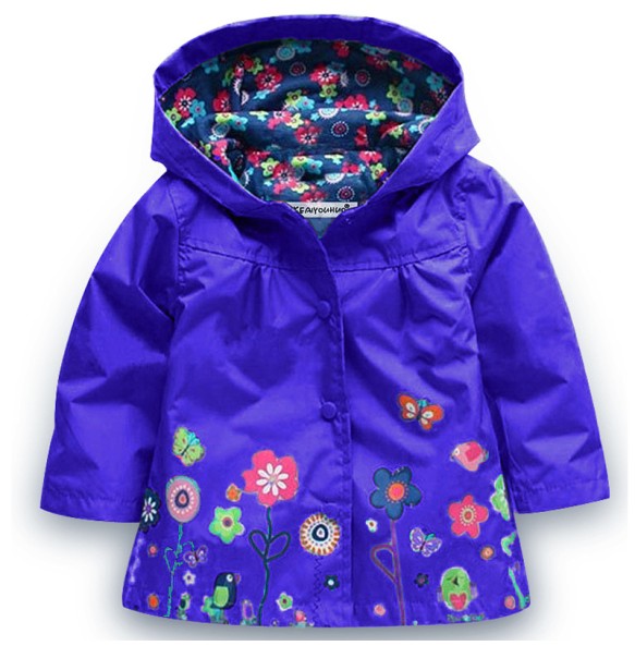 Baby Girls Flower Spring Autumn Jacket Coat Outerwear Children Kids Windbreaker Hoody Toddler Raincoat Clothing Bebes Outwear