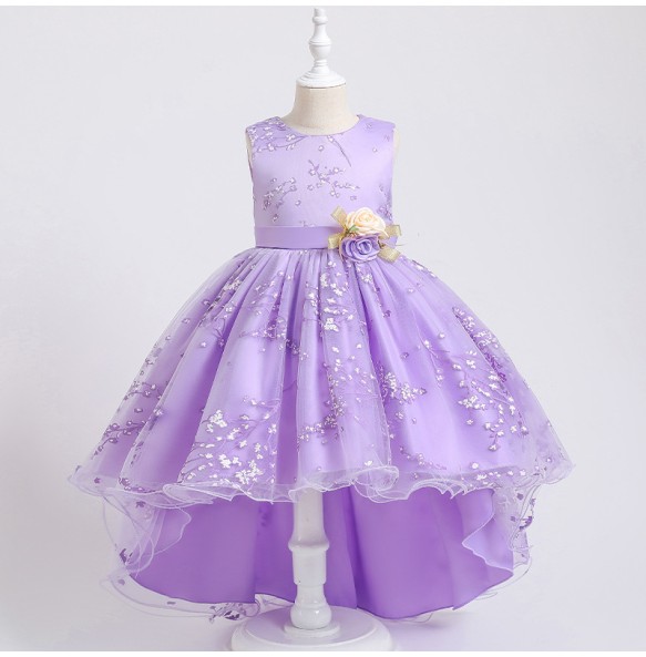 Baby Girls Flower Princess Ball Gown Party Tutu Trailing Dress For Brithday Wedding Kids Christmas Dresses Children Clothing