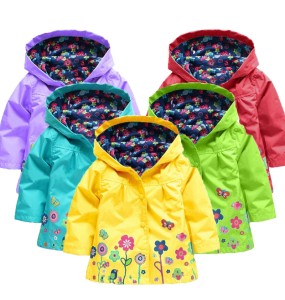 Baby Girls Flower Spring Autumn Jacket Coat Outerwear Children Kids Windbreaker Hoody Toddler Raincoat Clothing Bebes Outwear