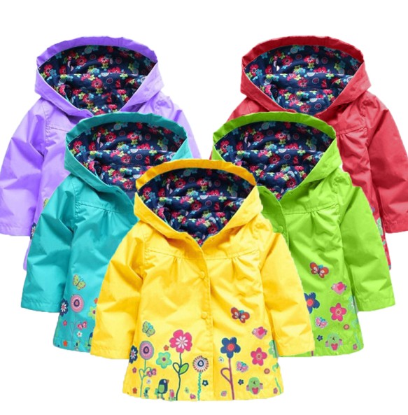 Baby Girls Flower Spring Autumn Jacket Coat Outerwear Children Kids Windbreaker Hoody Toddler Raincoat Clothing Bebes Outwear