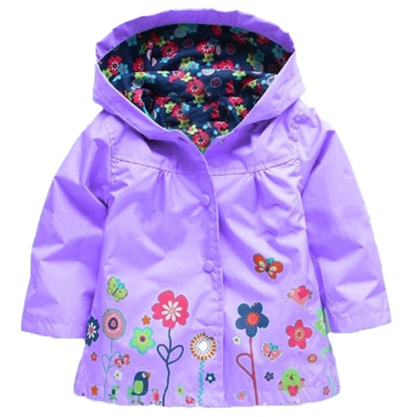 Baby Girls Flower Spring Autumn Jacket Coat Outerwear Children Kids Windbreaker Hoody Toddler Raincoat Clothing Bebes Outwear