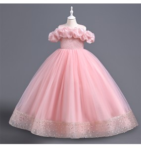 Baby Girls Flower Princess Ball Gown Party Lace Long Dress For Brithday Wedding Teenager Kids Christmas Dresses Children Clothes