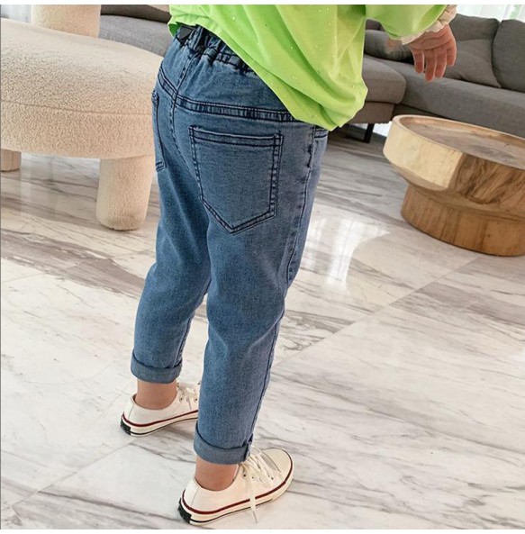 Baby Kids Spring Autumn Winter Thick Warm Jeans With Fleece For 1-7 Years Boys Girls Casual Denim Pants Kids Children Trousers