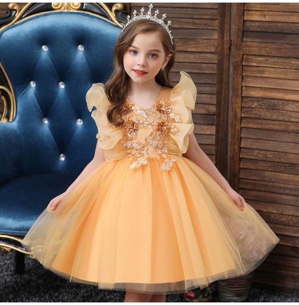 Baby Girls Spring Autumn Embroider Flower Wedding Princess Party Tutu Dresses Children Kids Chirstmas Vestidos Costume Clothing