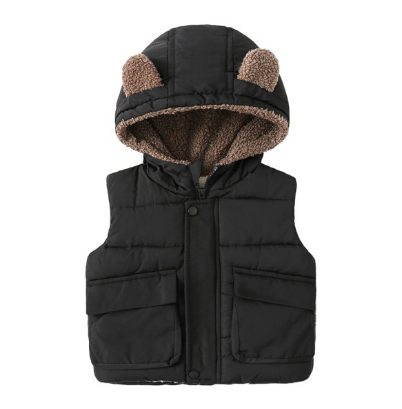 Winter Baby Boys Girls Thick Warm Woolen Hoodied Vest Outerwear Toddler Kids Jacket Coat Children Waistcoat Overall Clothes