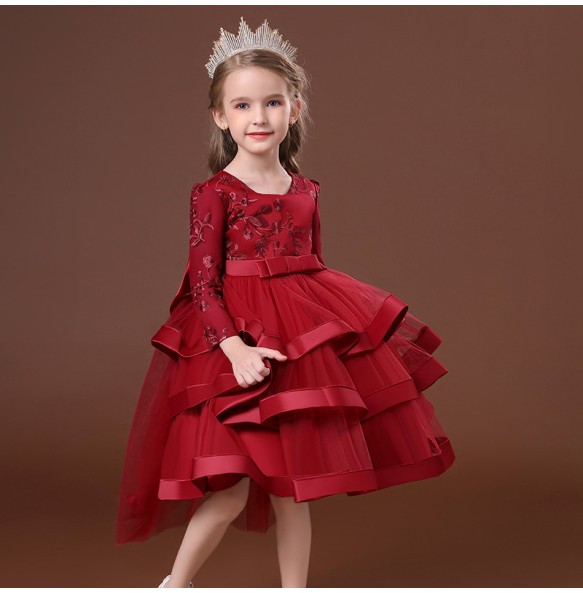 Kids Christmas Eve Girls Wedding Flower Dresses Princess Autumn Costume Elegant Party Pageant Formal Gown For Teen 3-12 Years