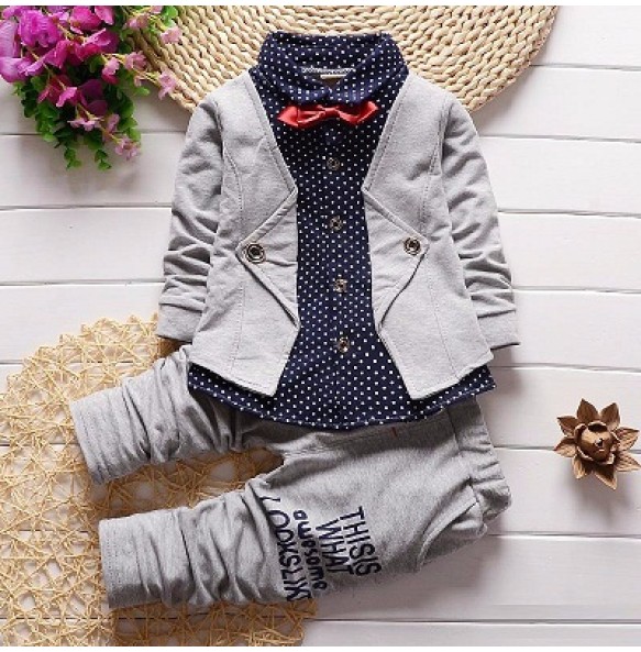 Toddler Boys Gentleman Clothes Set Kids Top T Shirt Blouse Stripe Pants Children Clothing Set Infant Birthday Christmas Costumes