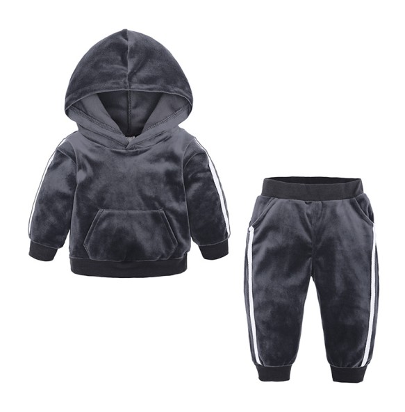 Baby Boys Girls Velvet Hooded Clothing Set Kids Jacket Coat Pants Suit for Sports Suits Tracksuits Toddler Children Clothes Set