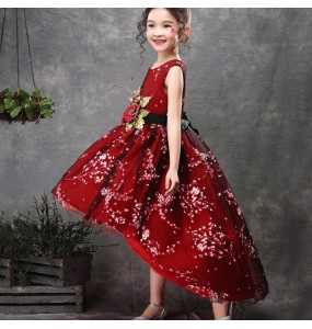 Baby Girls Flower Princess Ball Gown Party Tutu Trailing Dress For Brithday Wedding Kids Christmas Dresses Children Clothing