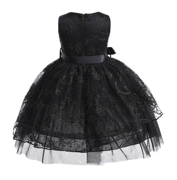 Girls New Wednesday Black Lace Hollow Sleeveless Gothic Mesh Dress Halloween Christmas Makeup Ball Dress