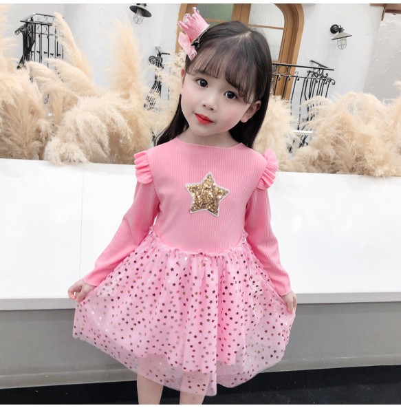 Baby Girls Spring Autumn Sweater Star Dress Infant Girl's Christmas Children Clothing Toddler Kids Dresses Clothes for 1- 6Years