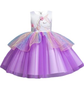 Baby Girls Rainbow Unicorn Flower Wedding Princess Party Tutu Dresses Children Kids Elegant Chirstmas Vestidos Costume Clothing