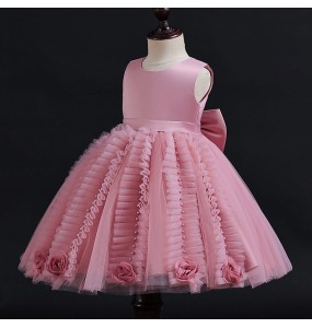 Flower Girls Princess Wedding Party Tutu Dress Baby Kids Ball Gown Dresses With Pearl Children Kids Vestidos for 3-10Years