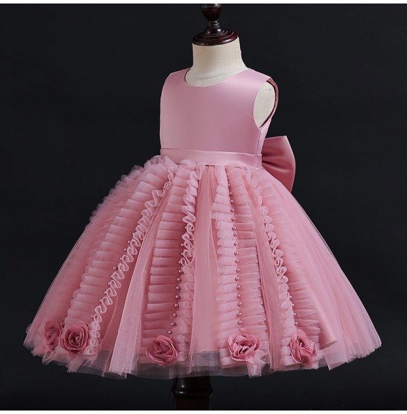 Flower Girls Princess Wedding Party Tutu Dress Baby Kids Ball Gown Dresses With Pearl Children Kids Vestidos for 3-10Years