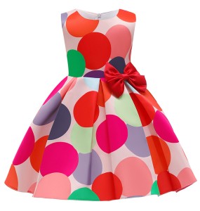 New Baby Girls Colorful Dot Dress Causal Princess Elegant Toddler Kids Wedding Ball Gown Infant Party Dresses Children Clothes