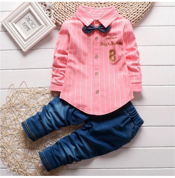 Kids Thinner Clothes Sets Spring Autumn Tracksuit Baby Boys Kid Long Sleeve Gentleman Suits Children T Shirt Pants Clothing Sets