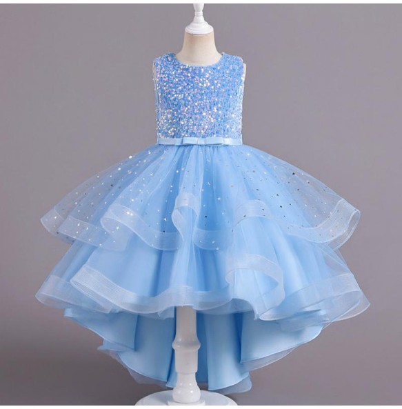 New Flower Princess Sequins Baby Wedding Christmas Party Tail Dress Birthday Party Wedding Flower Girl Sweet and Cute Dress