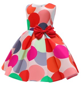 New Baby Girls Colorful Dot Dress Causal Princess Elegant Toddler Kids Wedding Ball Gown Infant Party Dresses Children Clothes