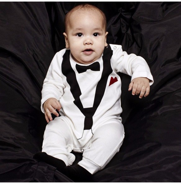 Baby Boy Clothes Spring Autumn Cotton Formal Romper Gentleman Outfit Newborn One-Piece Clothing Handsome Jumpsuit Party Suit